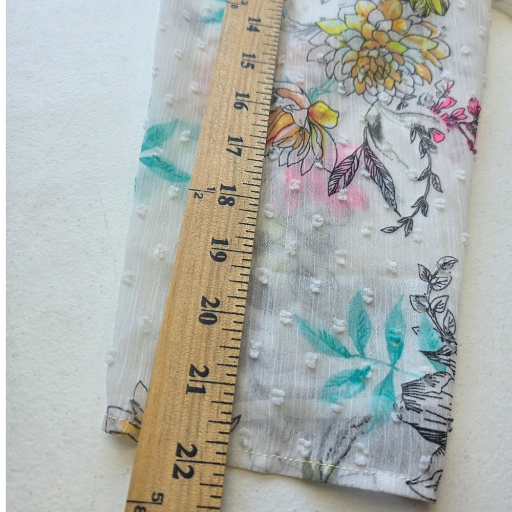 Torrid Floral Clip Dot Kimono White Multi Color Open Front Chiffon Wrap Sz 14/16 - Picture 8 of 8